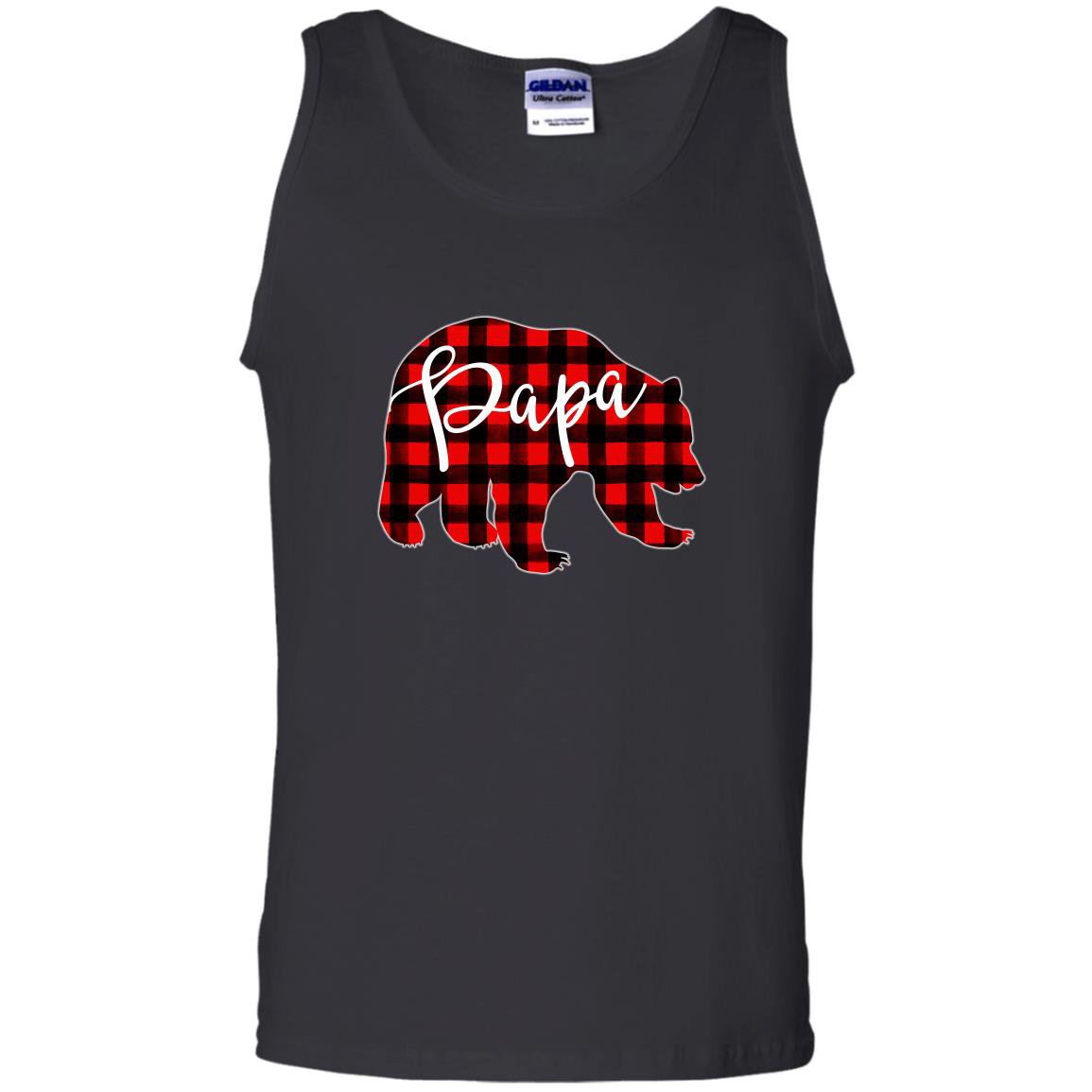 Red plaid papa bear matching pajama family buffalo dad Tank Top