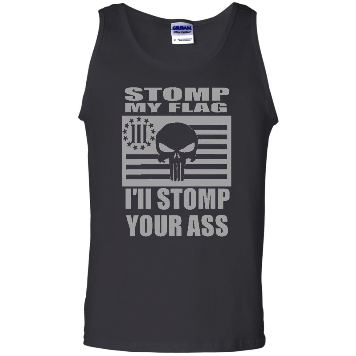 Stomp my flag your ass american punisher 3 biker nra Tank Top