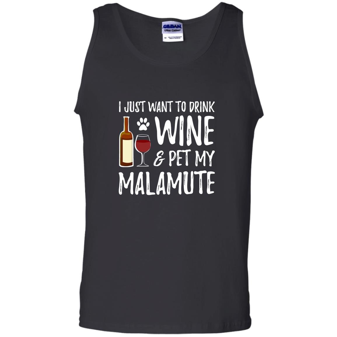 Wine and alaskan malamute for funny dog gift Tank Top