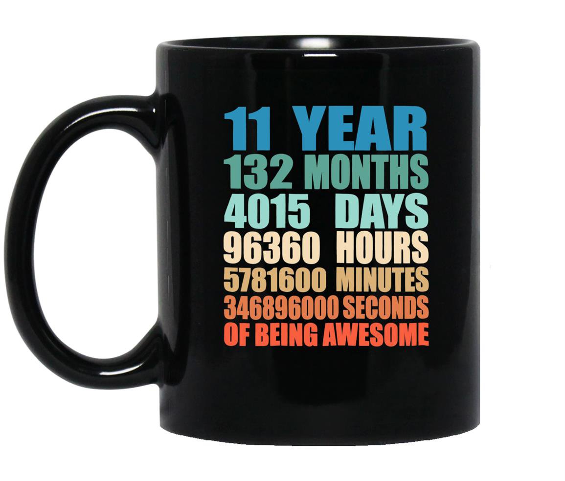 11 years old 11th birthday vintage retro 132 months Mug Black