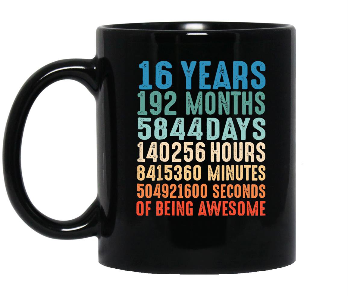 16 years old 16th birthday vintage retro 192 months Mug Black