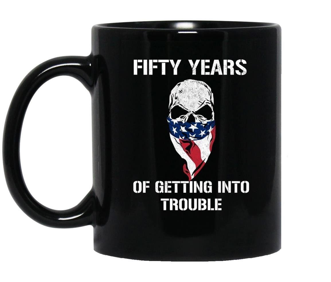 50th birthday gifts getting into trouble usa skull Mug Black