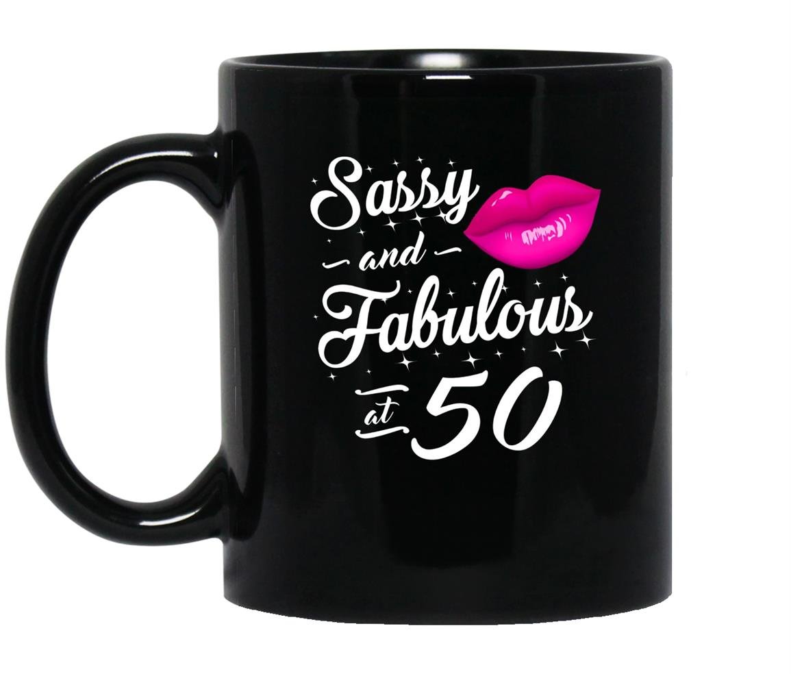 50th birthday gift sassy and fabulous year old Mug Black