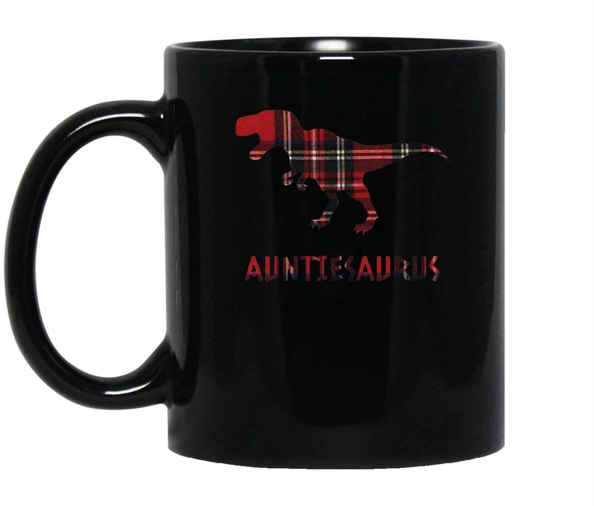Auntiesaurus rex plaid aunt mothers day aunties Mug Black
