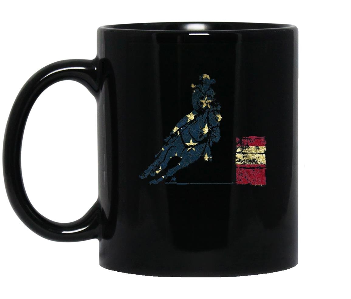 Barrel racing distressed american flag horse Mug Black