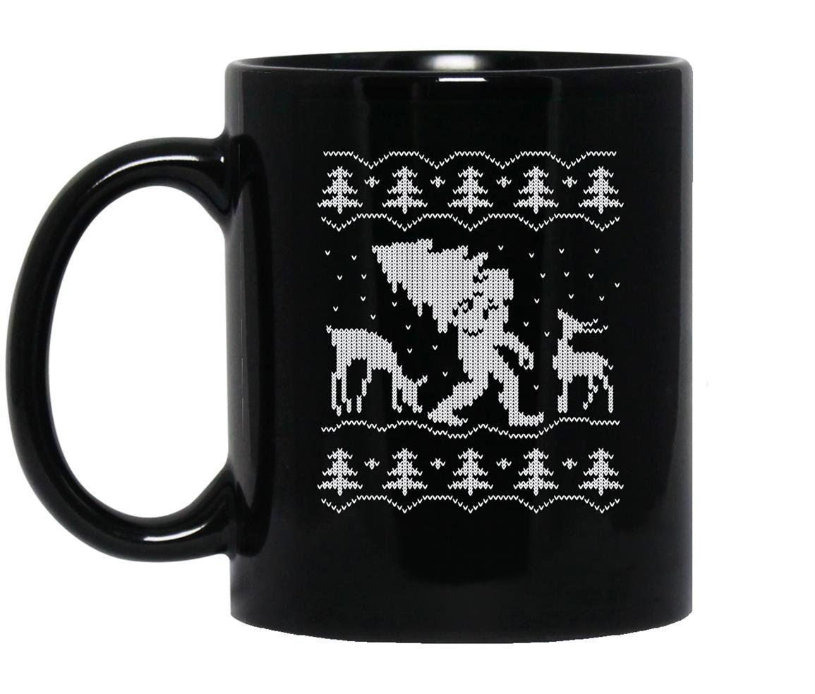Bigfoot ugly christmas sasquatch Mug Black