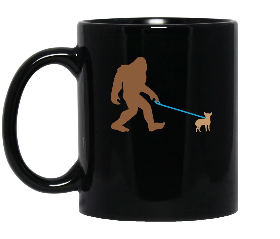 Bigfoot walking chihuahua sasquatch Mug Black