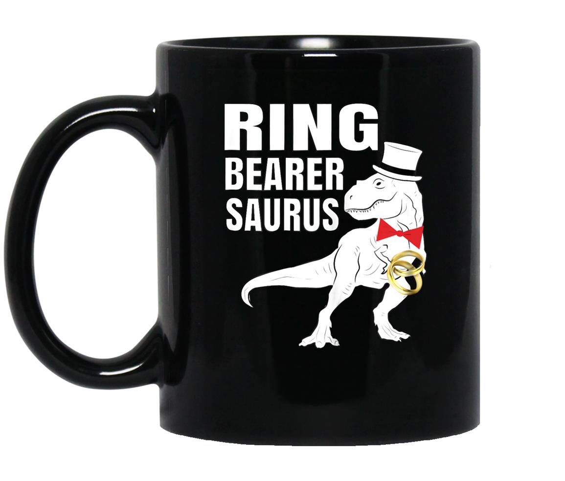 Ring bearer dinosaur rex wedding party gift Mug Black