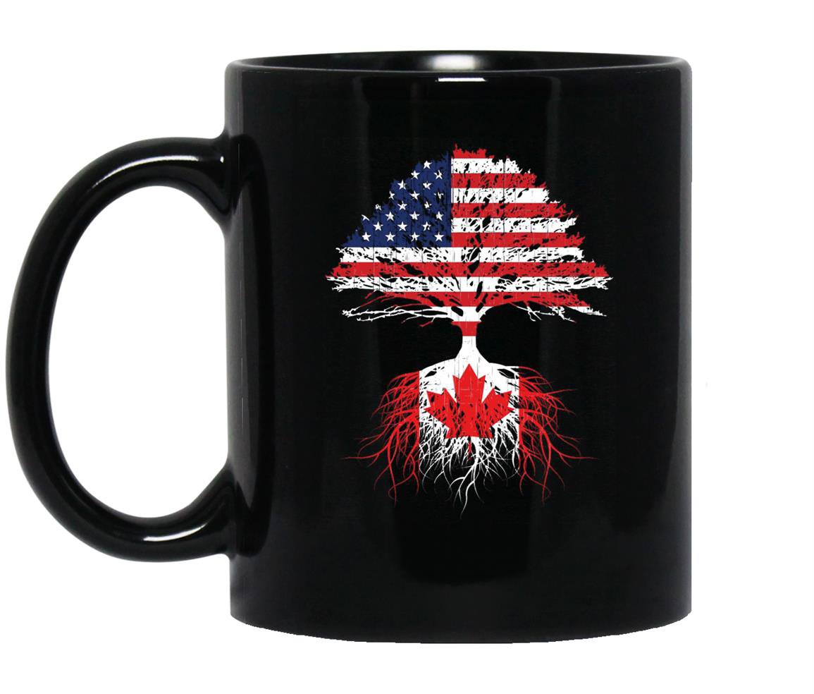 Canadian roots american grown canada flag Mug Black