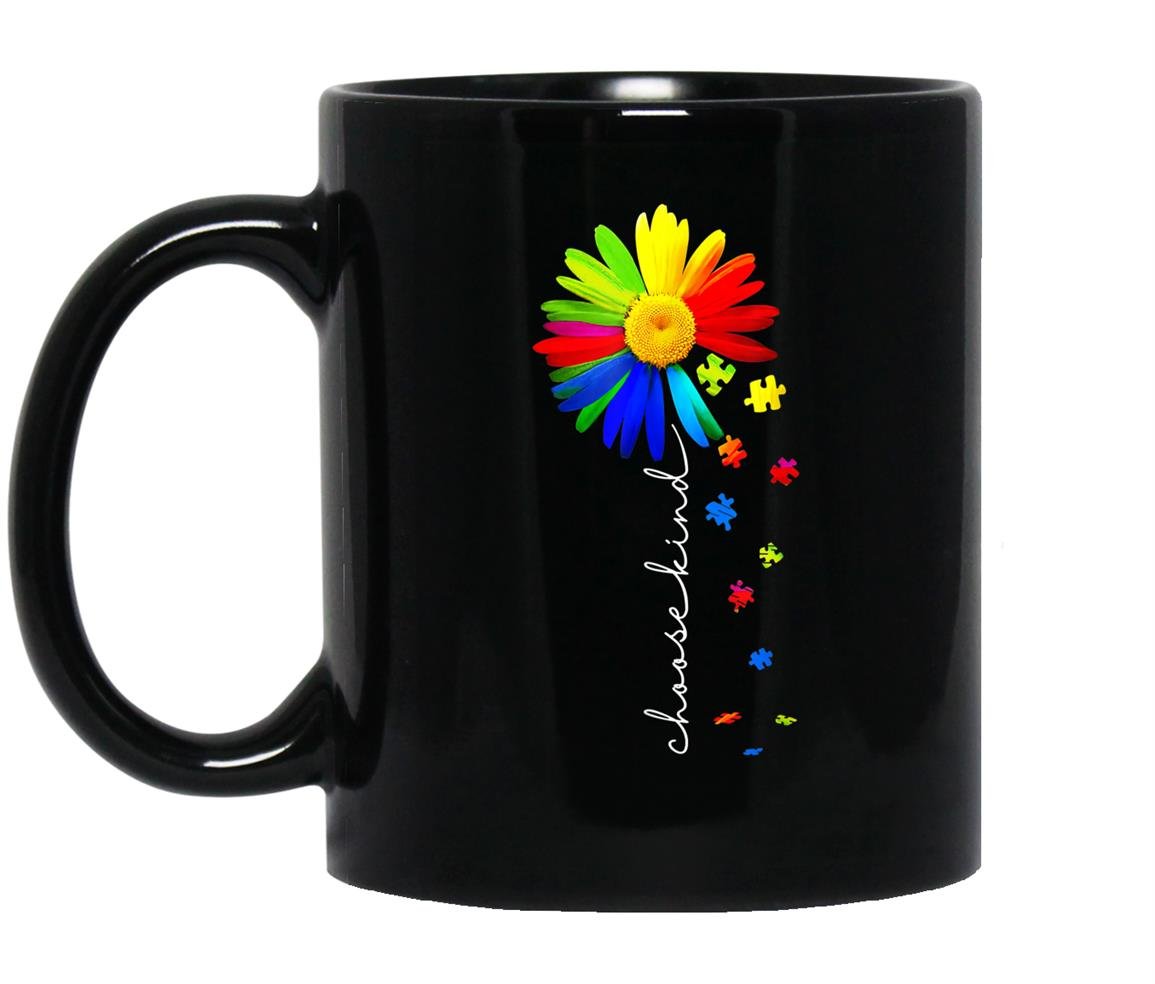 Choose kind flower autism gift funny Mug Black