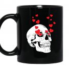 Cool and funny valentines day with skull face hearts Mug Black