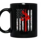 Cool red silhouette grunge american flag lineman Mug Black