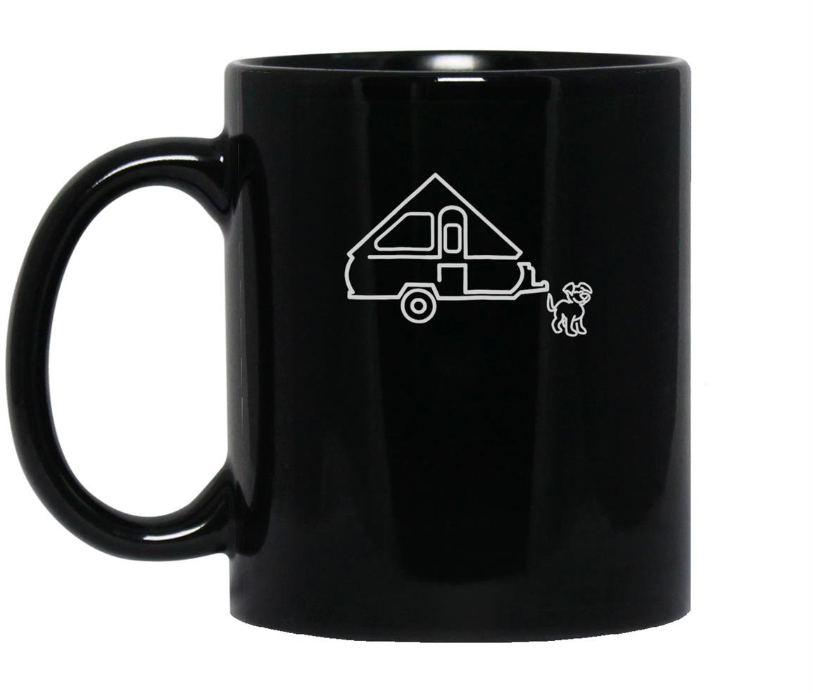 Dog aliner a frame travel trailer happy camper dog Mug Black