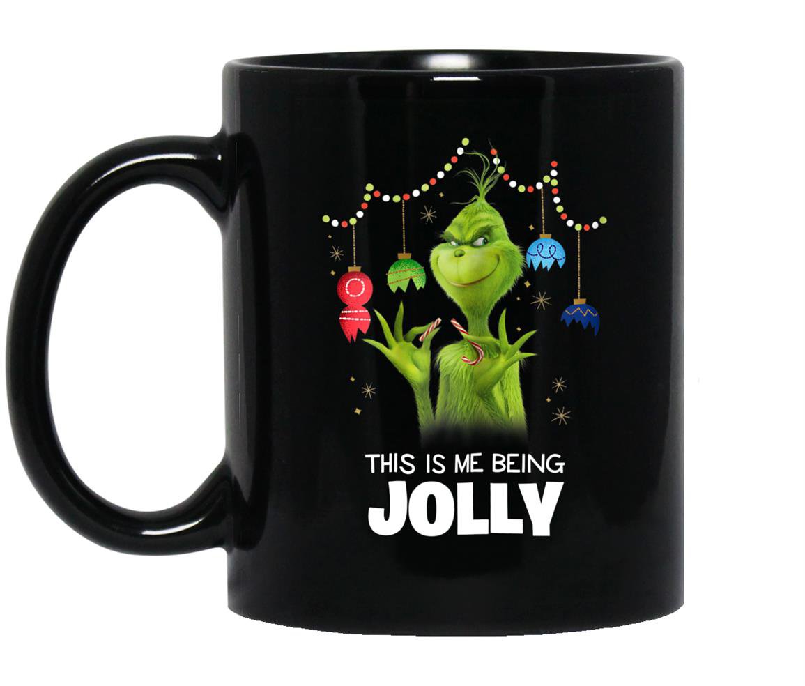 Dr seuss the grinch being jolly Mug Black