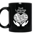 Dual language teacher heart hands school team Mug Black