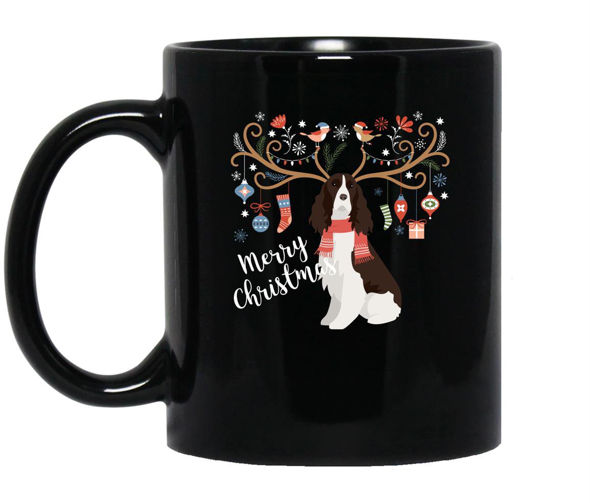 English springer spaniel dog christmas Mug Black