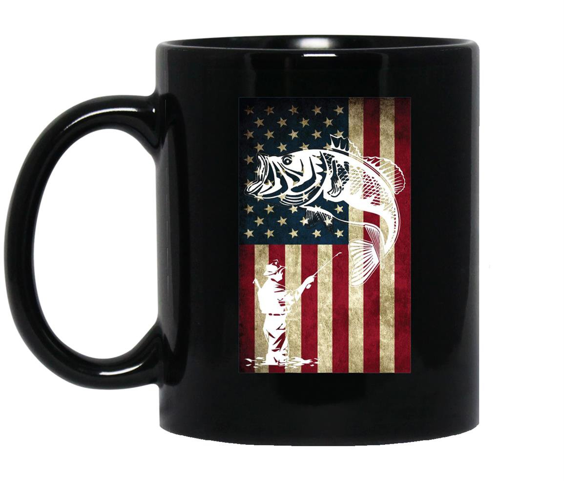 Fishing united states flag Mug Black