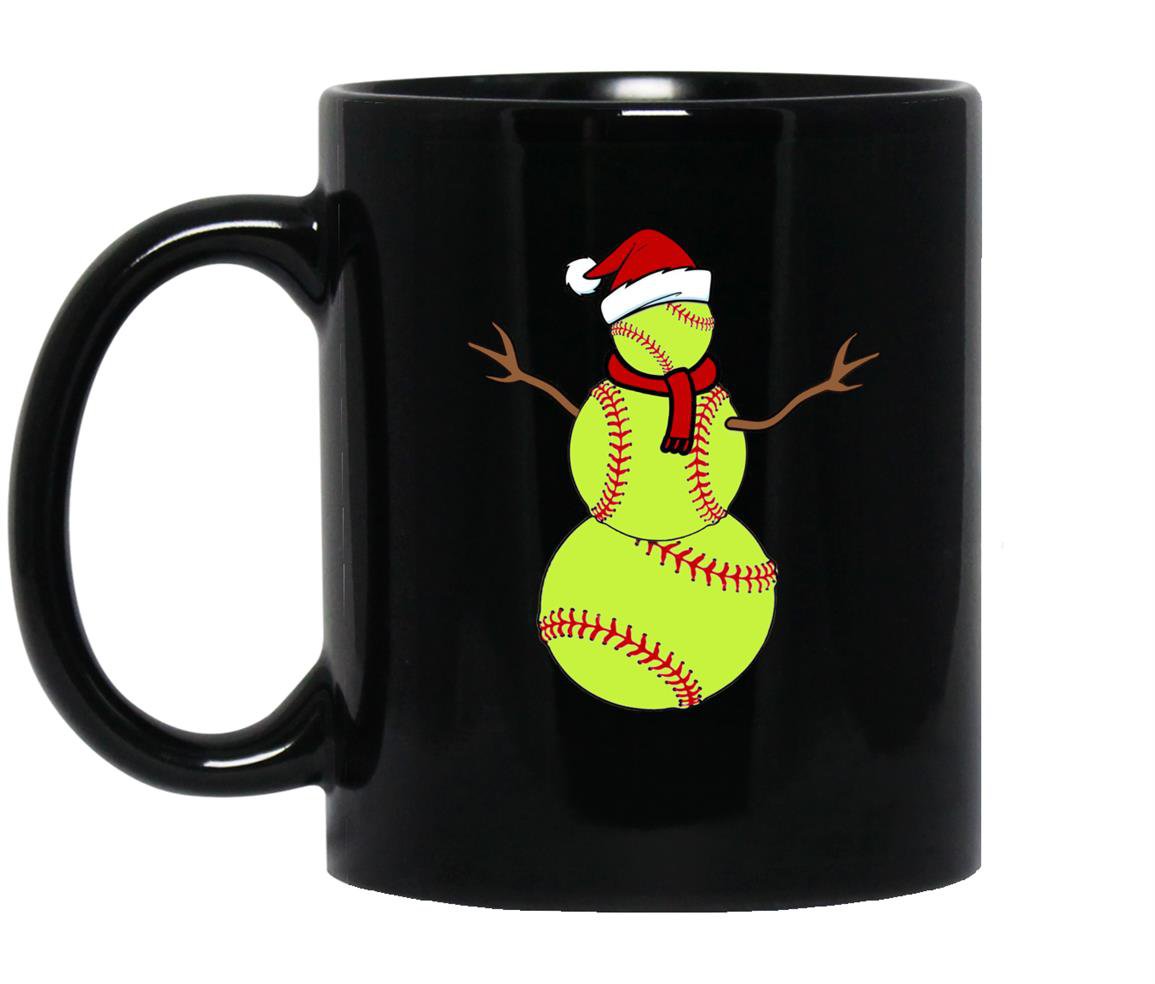Funny christmas softball balls santa snow Mug Black