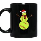 Funny christmas softball balls santa snow Mug Black