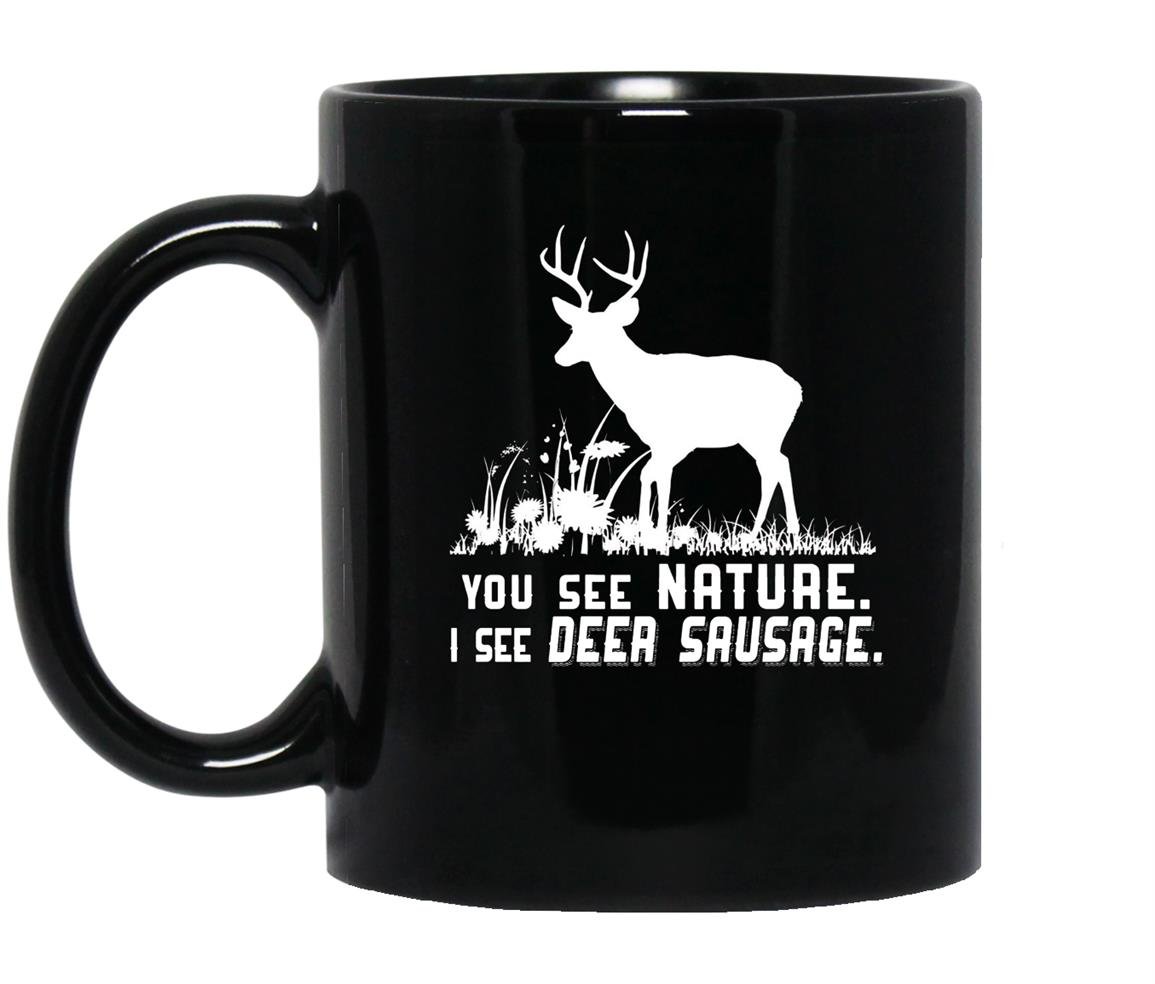 Funny hunting nature sausage Mug Black