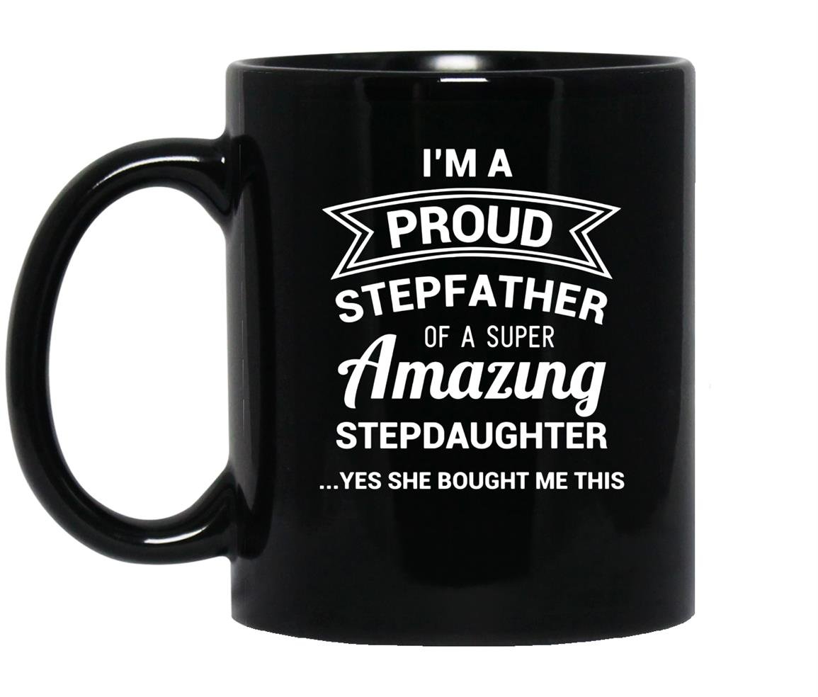 Funny proud stepfather stepdad fathers day gift idea Mug Black