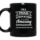 Funny proud stepfather stepdad fathers day gift idea Mug Black
