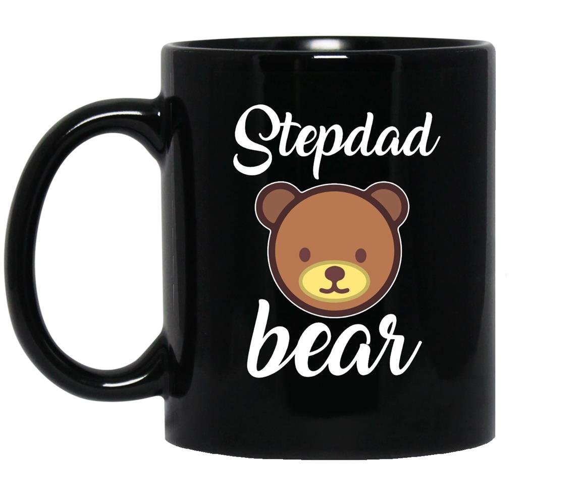 Funny stepdad bear fathers day birthday gift meme Mug Black