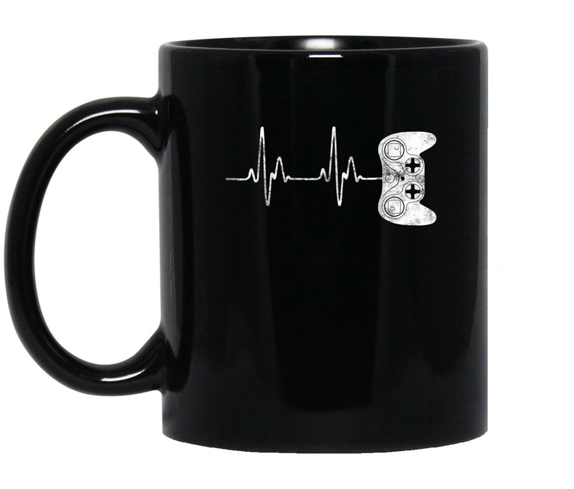 Gamer heartbeat video game lover gift Mug Black