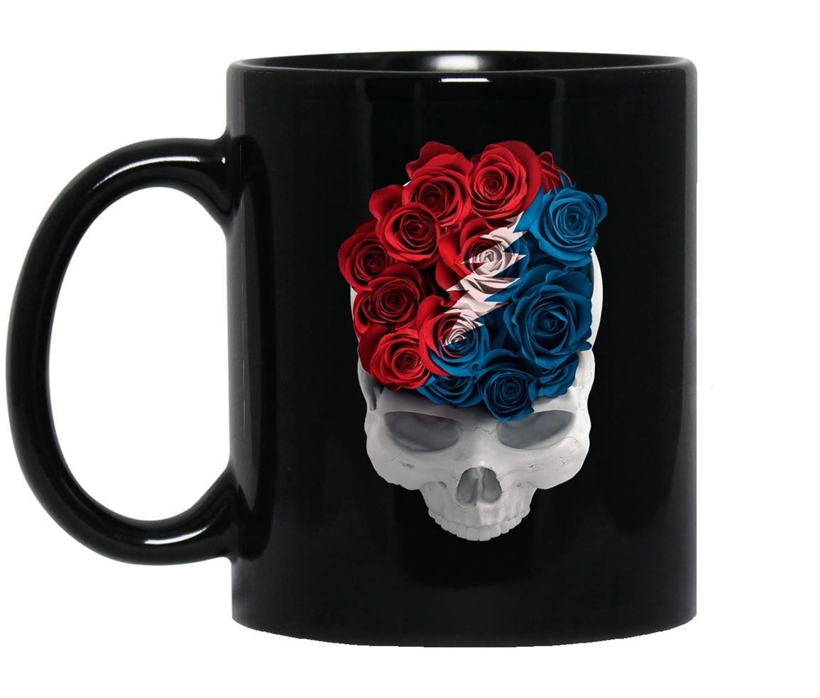 Grateful dead rose skull long strange trip Mug Black