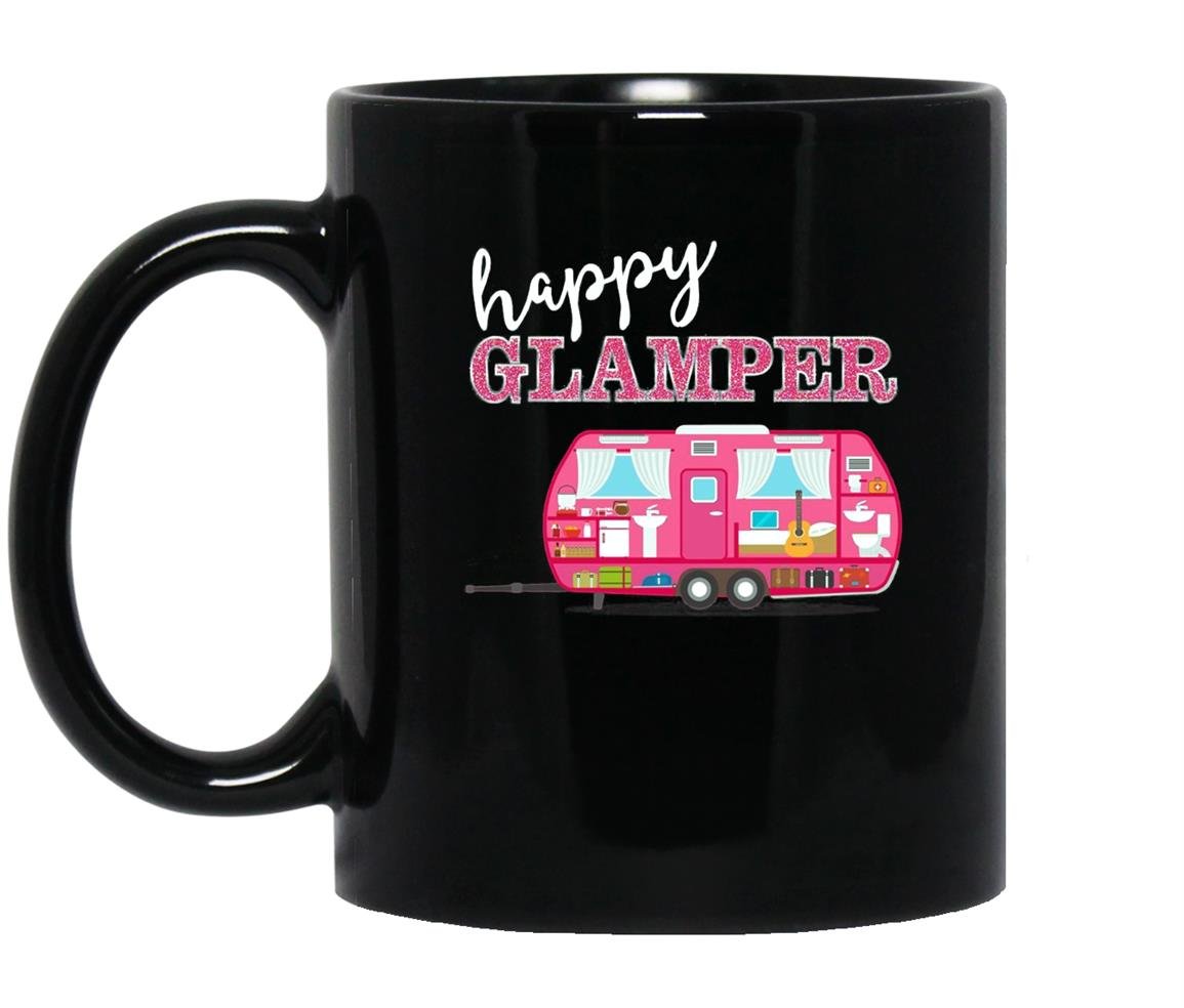 Happy glamper rv camper funny camping Mug Black