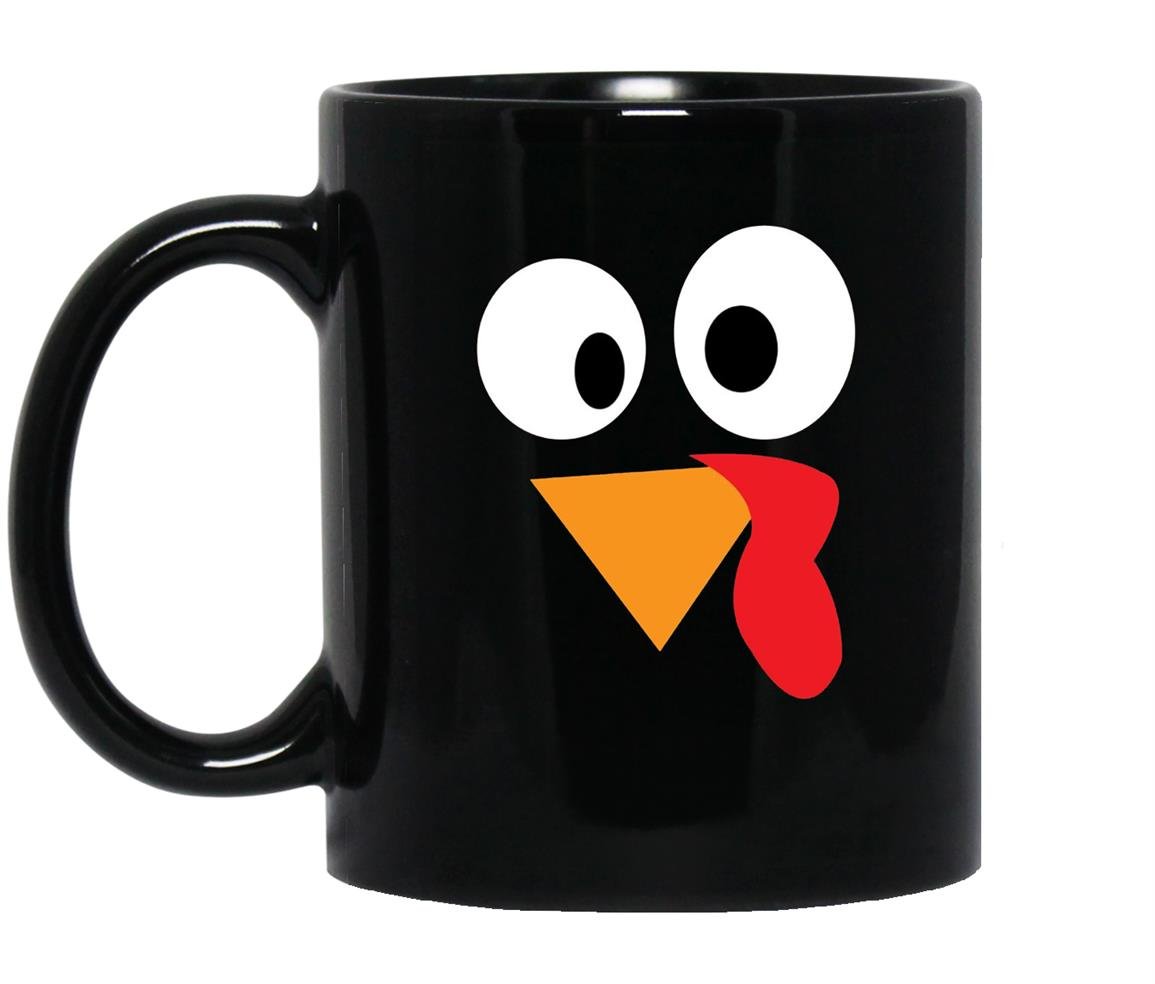 Happy thanksgiving funny turkey face Mug Black