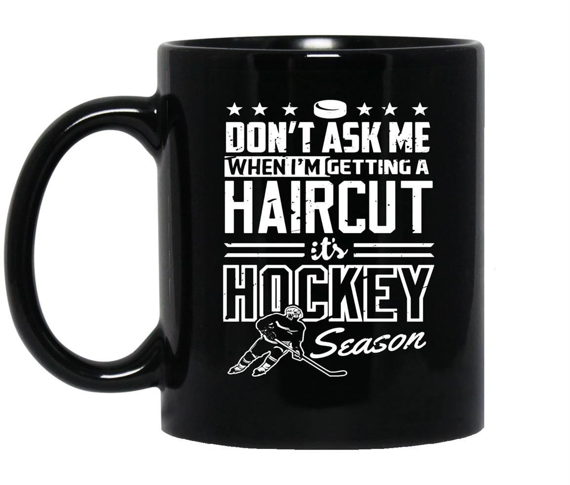 Hockey getting haircut Mug Black