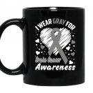 I wear gray for brain cancer awareness ribbon Mug Black