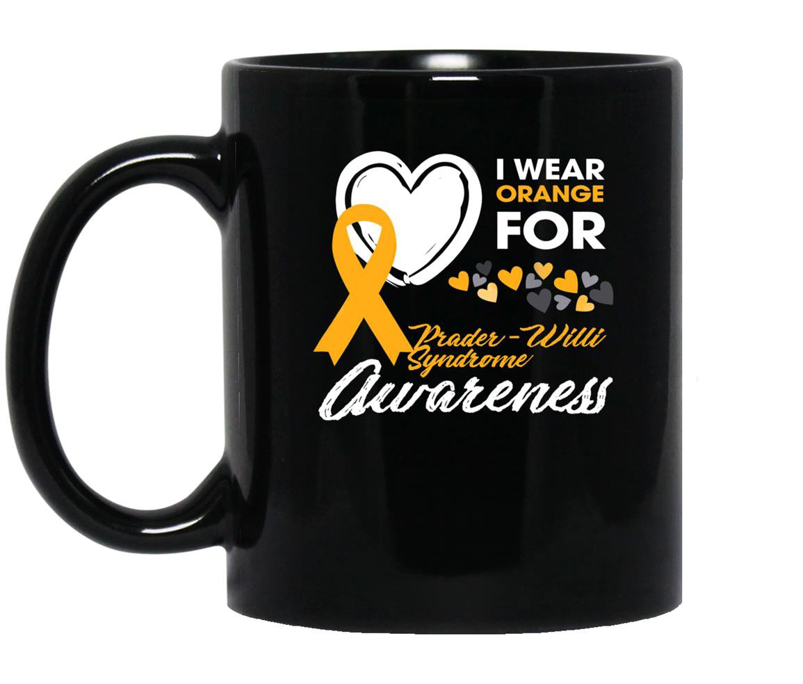 I wear orange prader willi syndrome awareness disease Mug Black