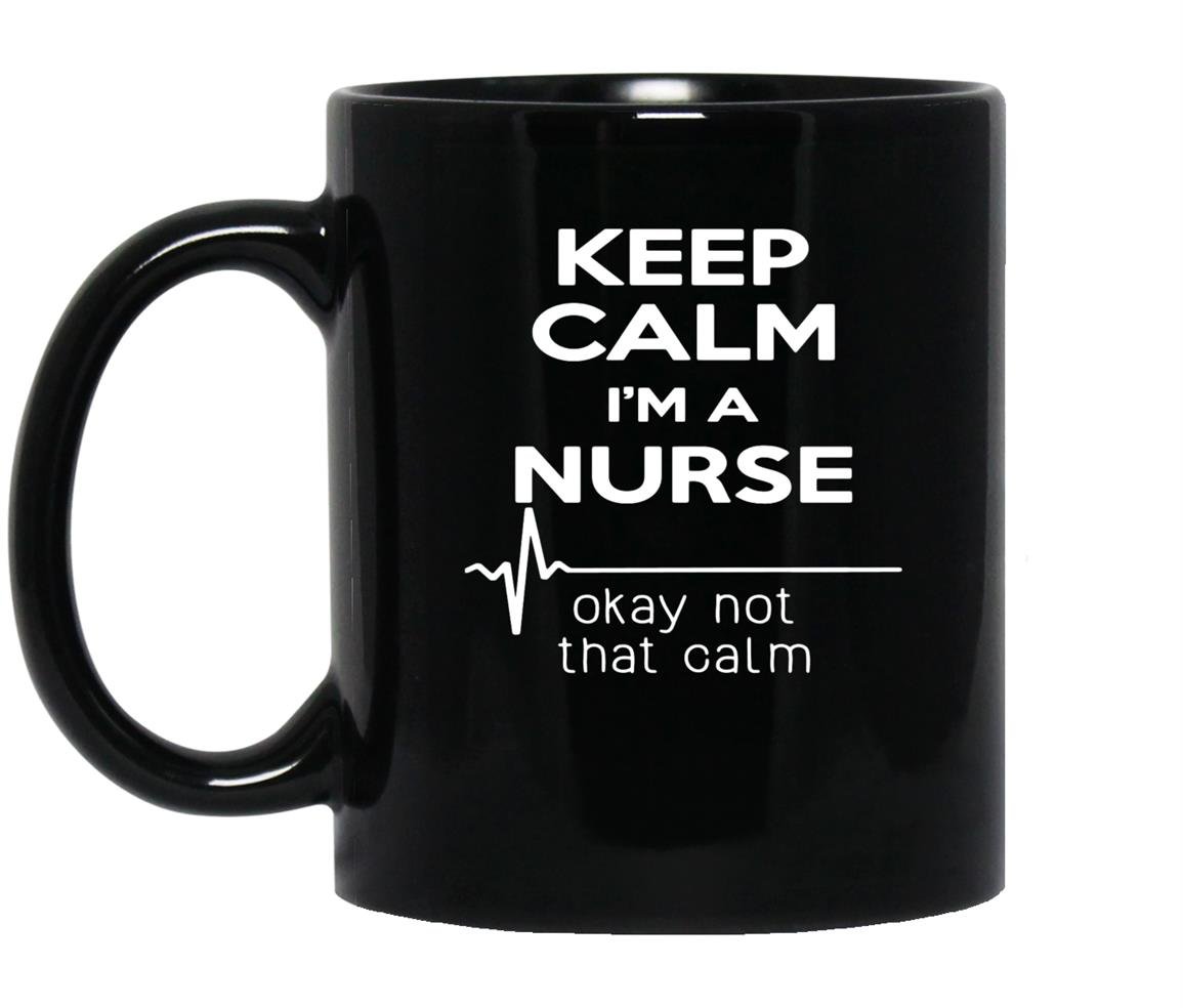 Keep calm im a nurse funny heartbeat medical Mug Black