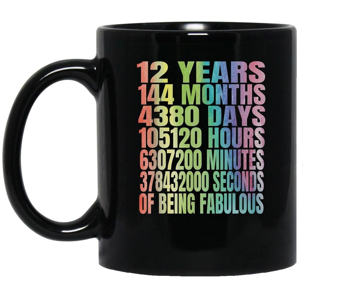12 years old 144 months 12th birthday gift ideas Mug Black