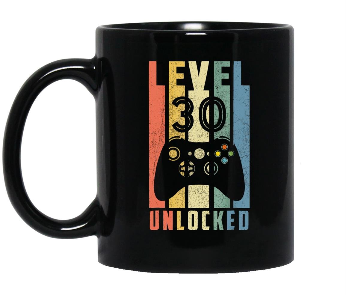 Level 30 unlocked 30th video gamer birthday gifts Mug Black