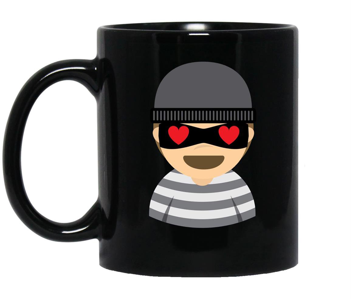 Mask thief emoji heart love eyes Mug Black
