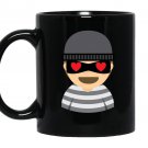 Mask thief emoji heart love eyes Mug Black