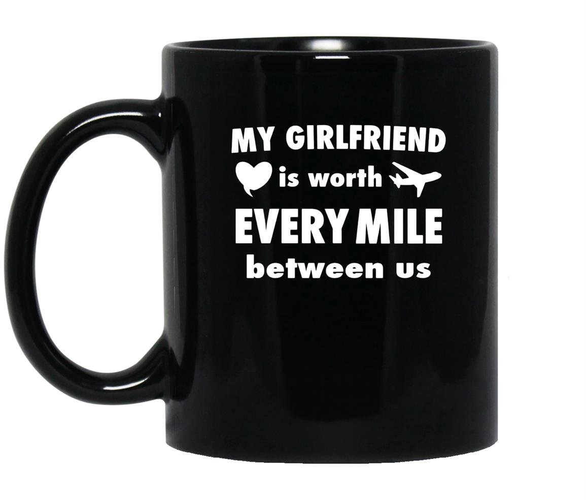 My girlfriend is worth every mile between us Mug Black