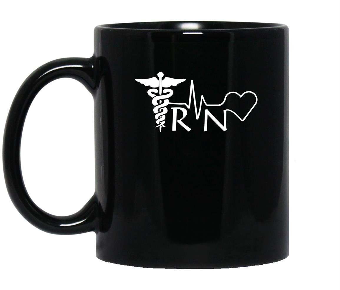 Nurse rn heartbeat heather Mug Black
