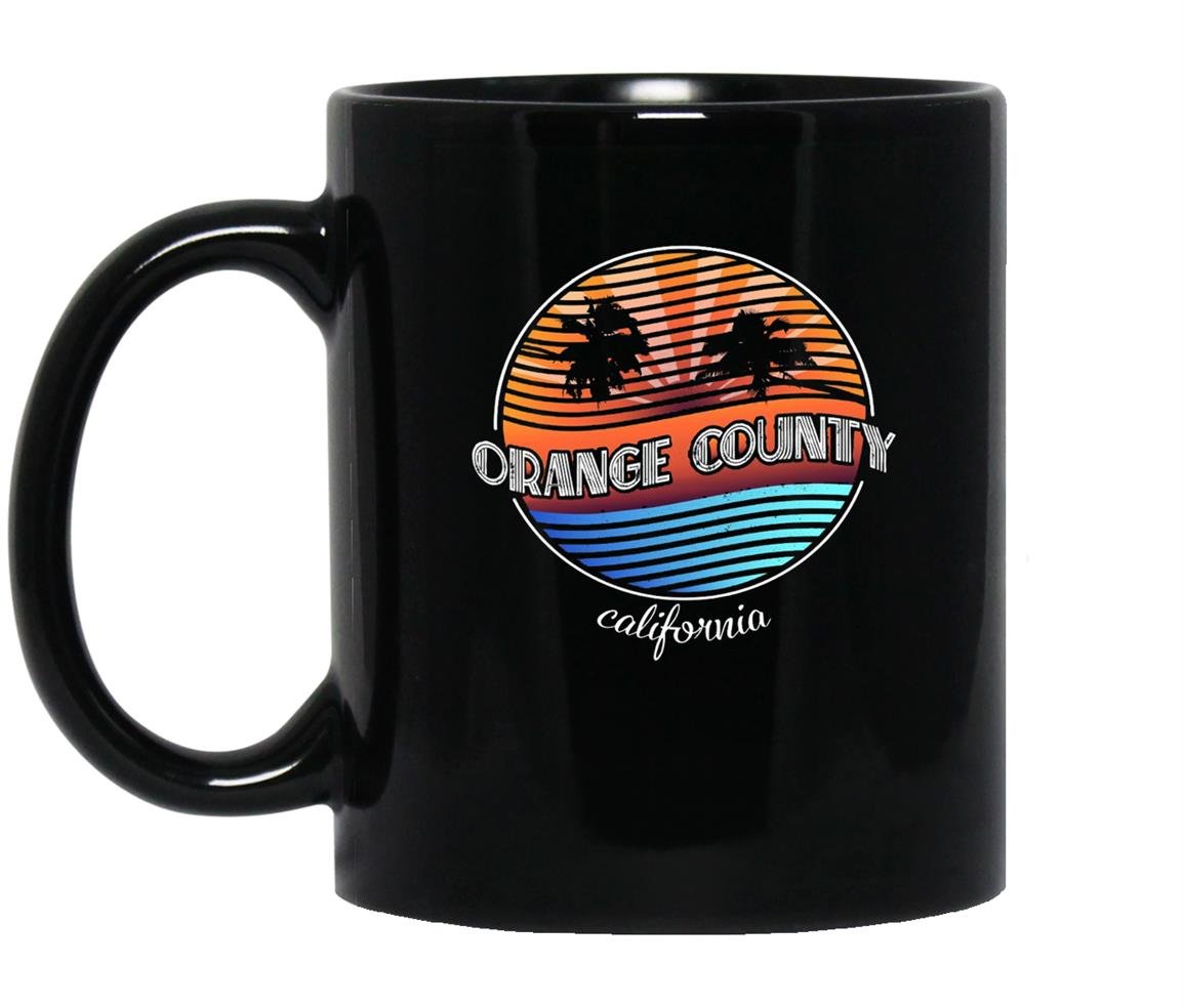 Orange county california retro palm tree Mug Black