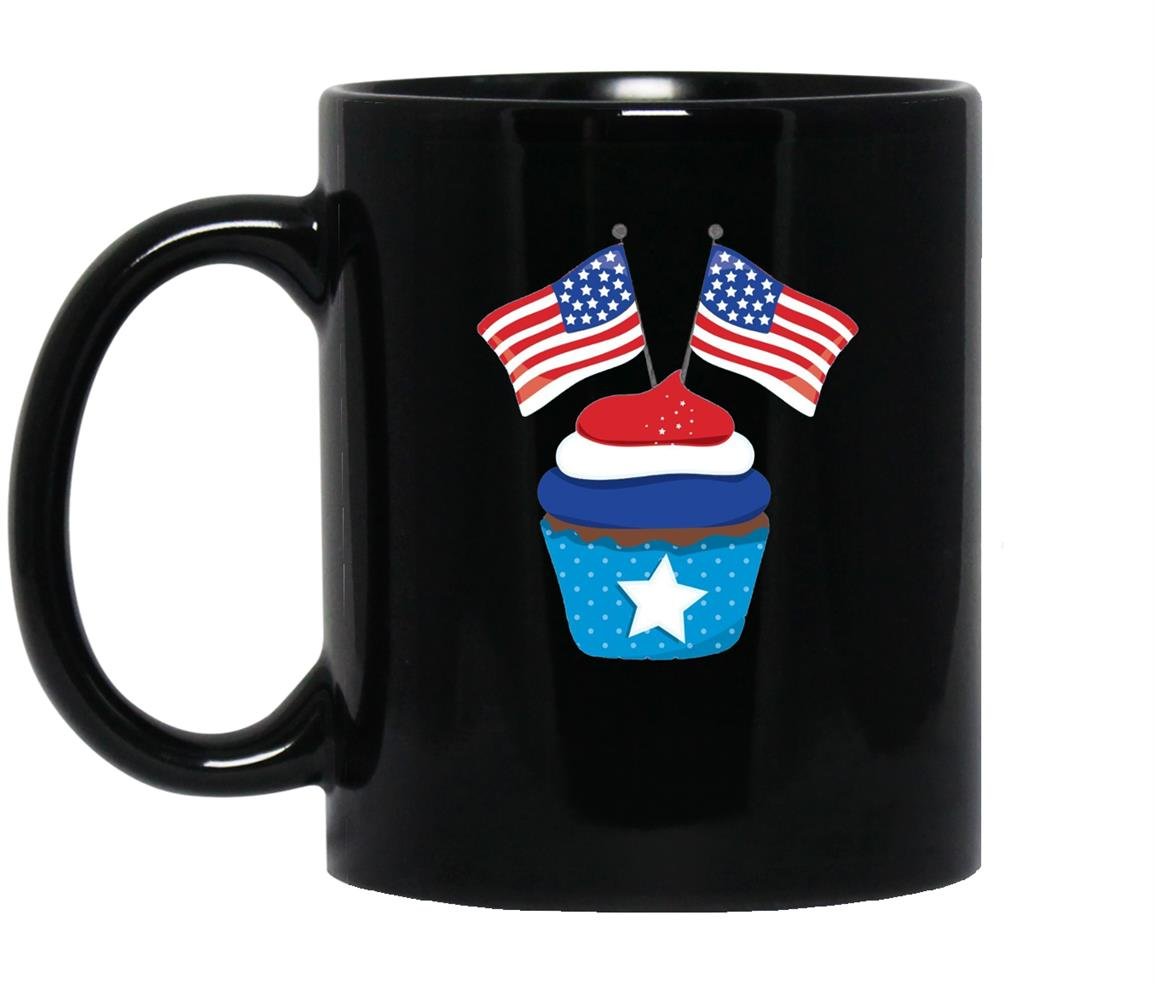 Patriotic cupcake cute stars and strips american fl Mug Black