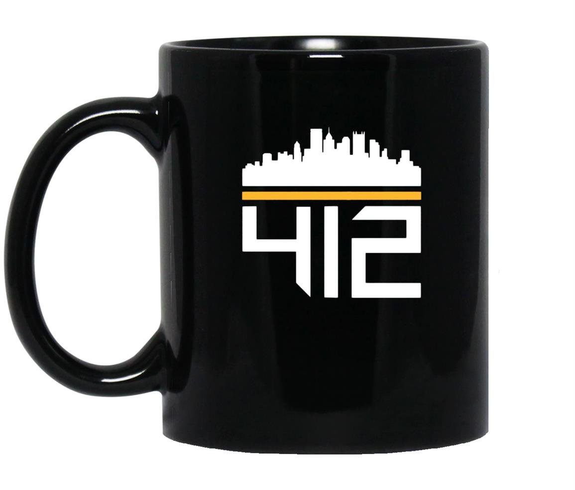 Pittsburgh skyline 412 design Mug Black