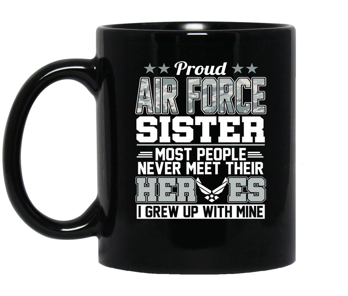 Proud air force sister military veteran Mug Black