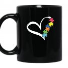 Puzzles piece of heart love autism awareness Mug Black