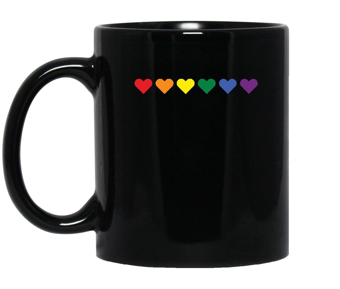 Rainbow hearts gay pride emoji hearts lgbt rainbow Mug Black