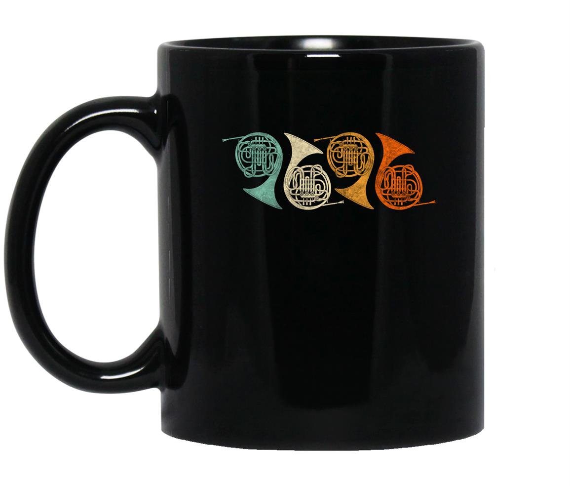 Retro french horn player Mug Black