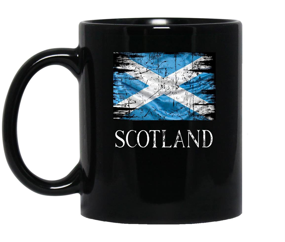 Scotland flag distressed vintage Mug Black
