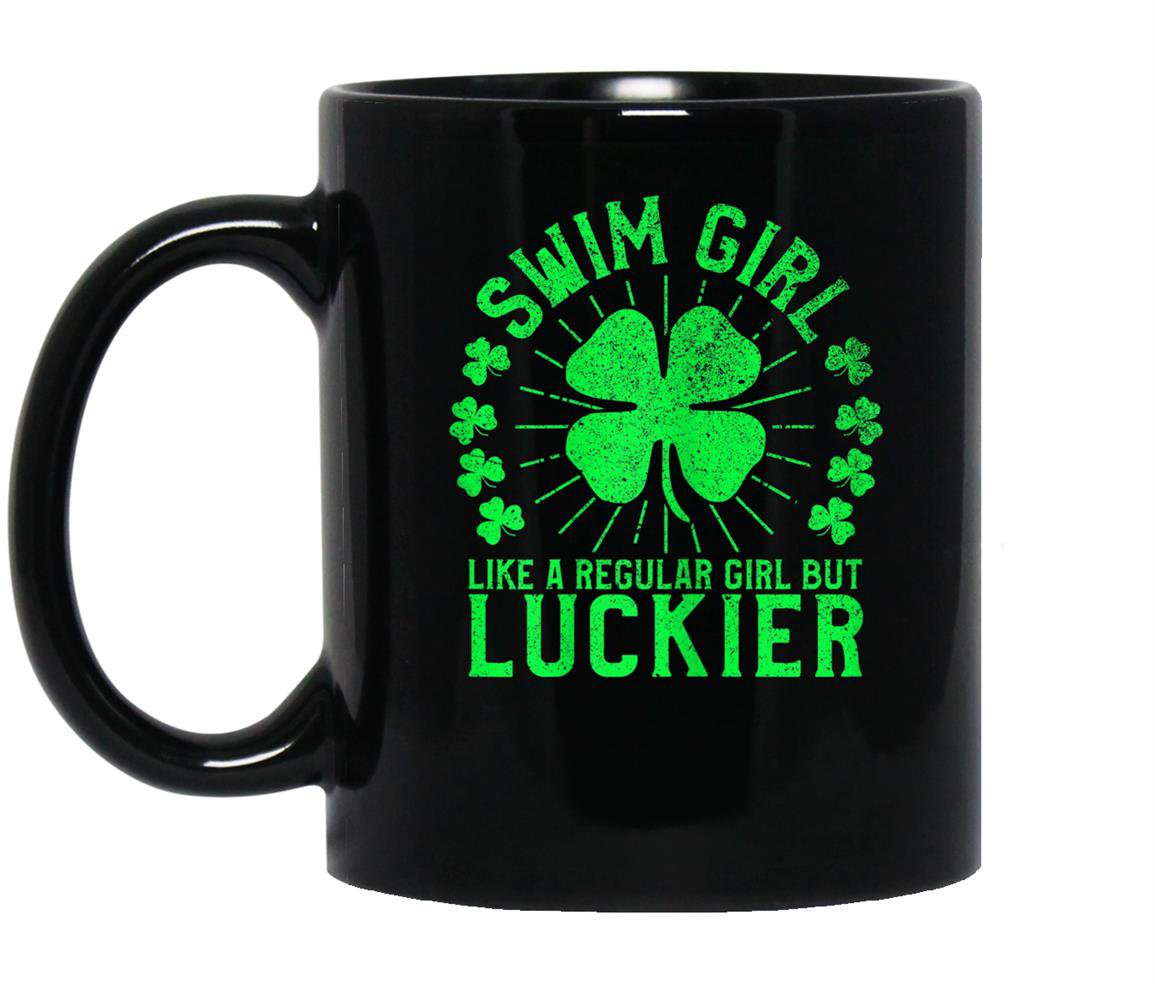 Swim funny st patricks day female swimmer swimming Mug Black